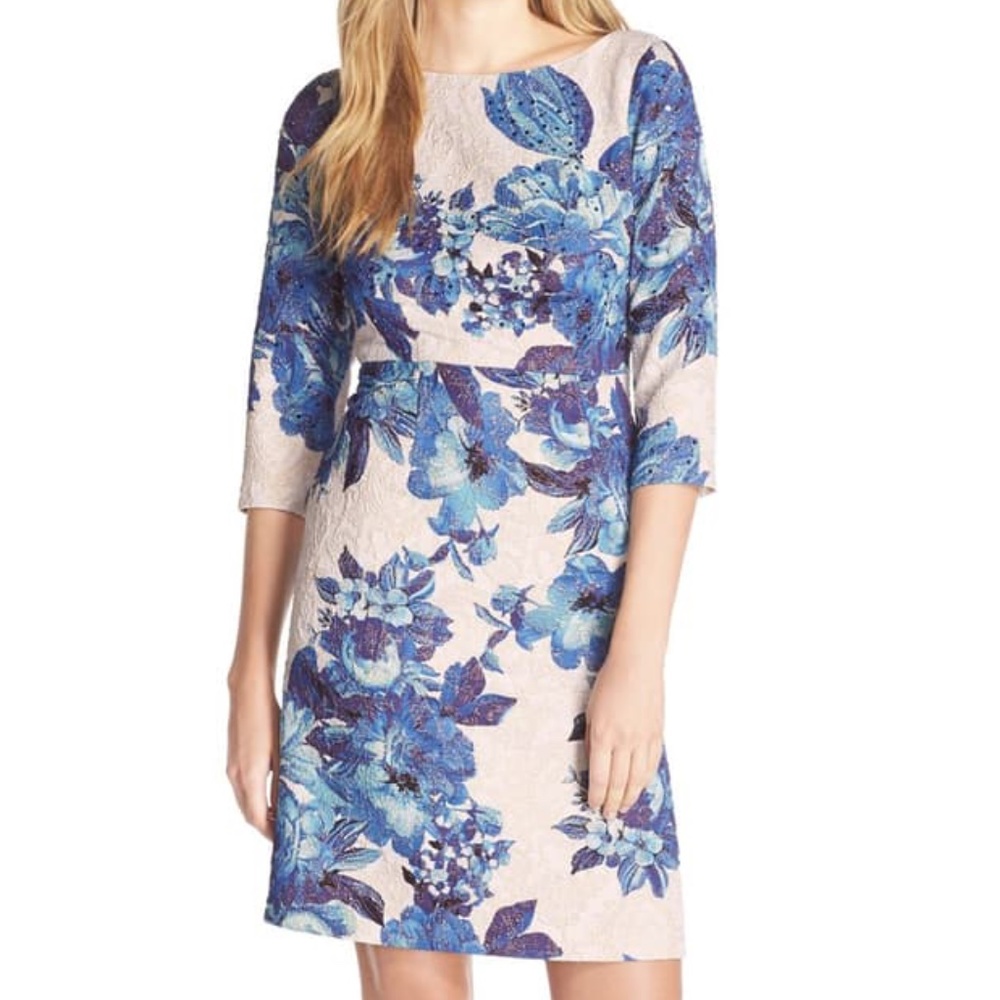 Adrianna Papell Matelsee Metllic Jacquard Sheath 4